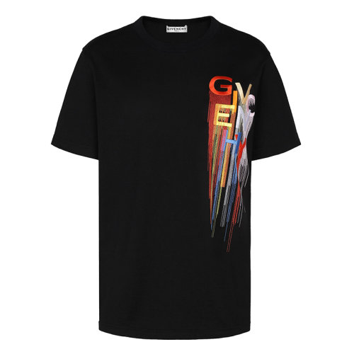 Givenchy/紀(jì)梵希 女士 時尚百搭 女裝 黑色棉質(zhì)圓領(lǐng)短袖T恤 BW707Z3Z43-001HJH0034C