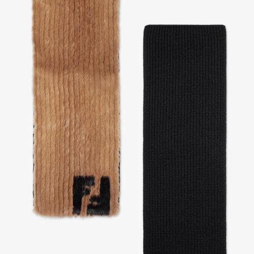  FENDI芬迪 22年秋冬 女士 圍巾 雙色貂皮和針織圍巾 FNG556AIHAF1AAP