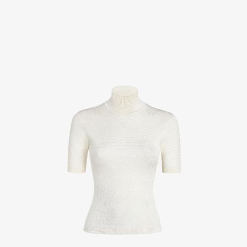  FENDI芬迪 22年秋冬 女士 針織衫 白色人造絲和棉質(zhì)毛衣 FZX813AJFEF0ZNM