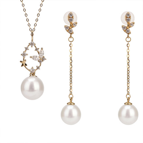 GeleiStory/GeleiStory2021真我系列14k金淡水珍珠耳釘項鏈套裝