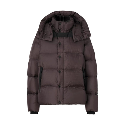 BURBERRY/博柏利 22年早春新款 男士深泥炭棕色尼龍混紡可拆式衣袖連帽羽絨服80438481