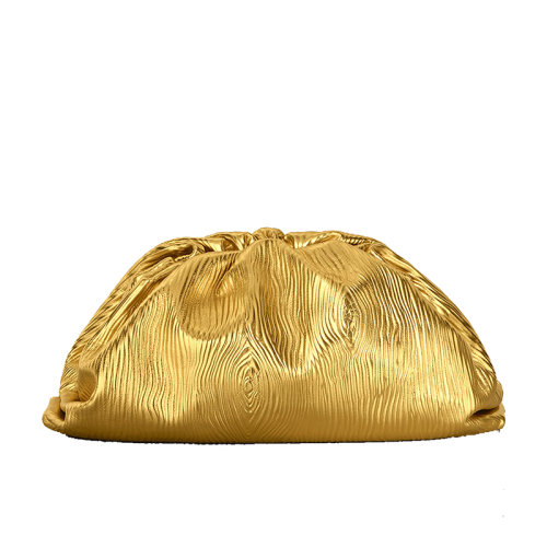 Bottega Veneta/葆蝶家    THE POUCH系列 金色皮革小牛皮手拿云朵包618128VCQ608011