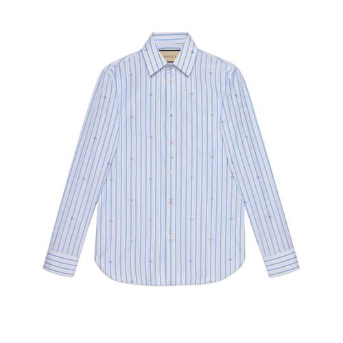  GUCCI古馳 22年秋冬 男士 GG條紋切絲正裝襯衫 659875 ZAGV5 9018