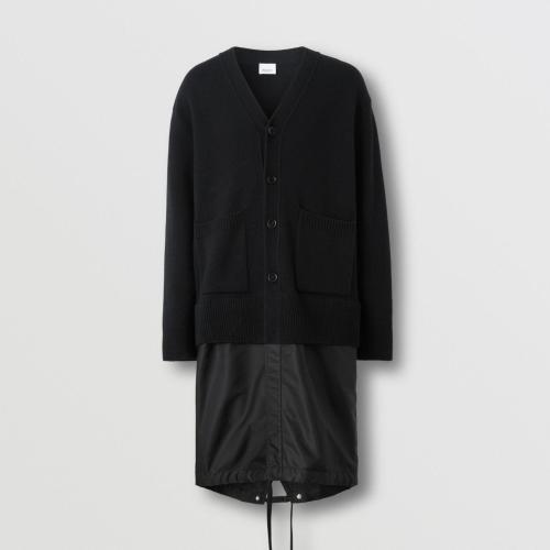  BURBERRY 22年秋冬 男士 對(duì)比尼龍裁片羊毛混紡開衫 80525981