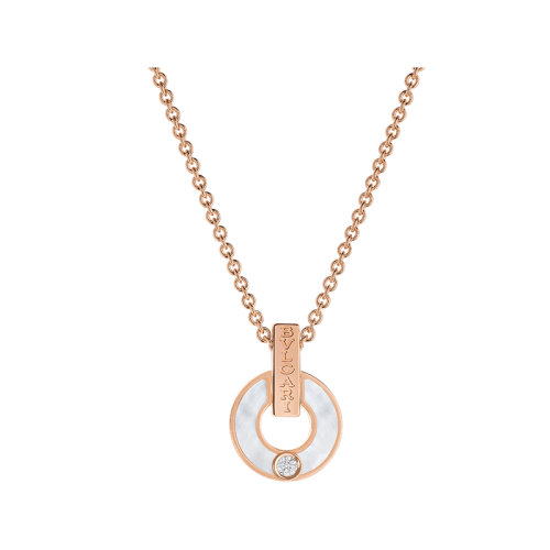 BVLGARI/寶格麗 BVLGARI BVLGARI系列 18k金玫瑰金圓形鏤空鑲有珍珠母元素鉆石項(xiàng)鏈357546