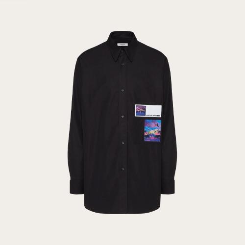  VALENTINO華倫天奴 22年秋冬 男士 長袖襯衫 CHEMISE EN COTON A_VEC éCUSSONS EN BROCART XV