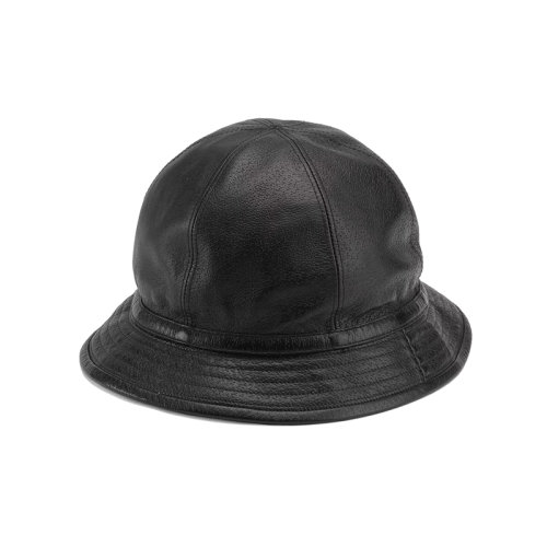 GUCCI/古馳 22年春夏新款 男女同款黑色皮革飾馬銜扣鐘形帽漁夫帽6666004HAK51000