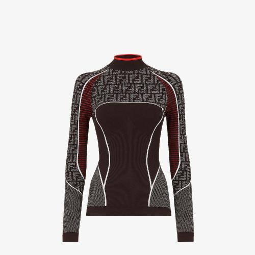  FENDI芬迪 22年秋冬 女士 針織衫 無縫黑色毛衣 FAF157AGMAF1ENI