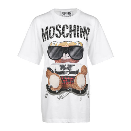 MOSCHINO/莫斯奇諾21新品嘻哈泰迪熊棉質(zhì)寬松女士短袖T恤V070255403