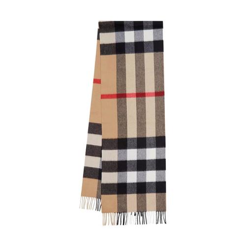 BURBERRY/博柏利 22年早春新款 男女同款典藏米色純羊絨格紋流蘇圍巾80181751
