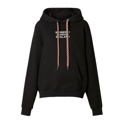 BURBERRY/博柏利 女裝 服裝 黑色棉質(zhì)連帽字母裝飾寬松短款 女衛(wèi)衣 8019990