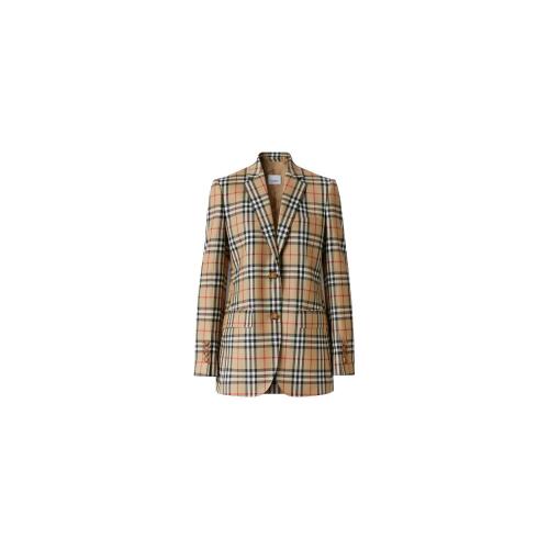  BURBERRY 22年秋冬 女士 Vintage 格紋羊毛量裁外套 80334661 預(yù)定商品1-3周發(fā)貨