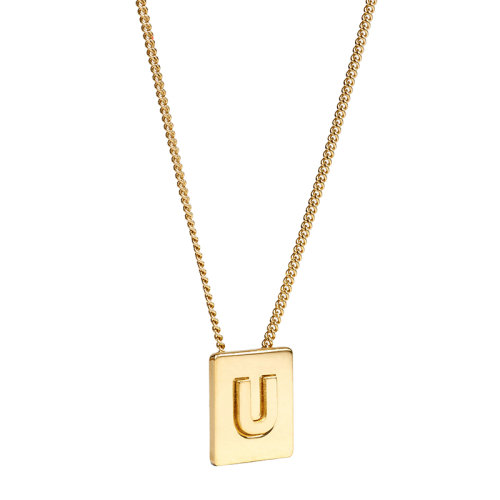 CELINE/賽琳 經(jīng)典款A(yù)LPHABET系列 男女同款金色飾面黃銅字母U墜飾項(xiàng)鏈46N0U6BRA.35OR