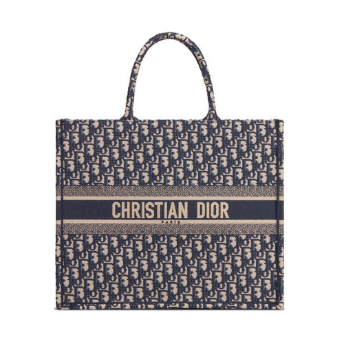 DIOR/迪奧 BOOK TOTE DIOR OBLIQUE女士刺繡帆布單肩手提包