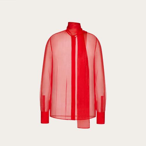  VALENTINO華倫天奴 22年秋冬 女士 長(zhǎng)袖襯衫 CHEMISIER EN CHIFFON 2B3AB4352UP157