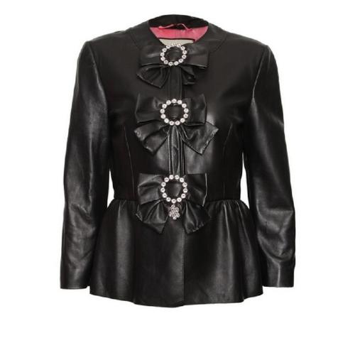 GUCCI/古馳 女士黑色皮革皮衣 479069 XN336 1000