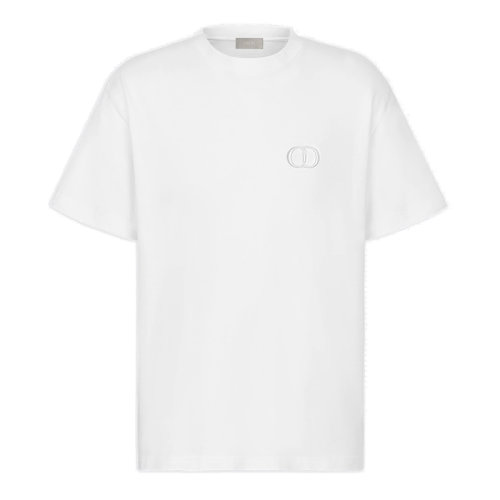 DIOR/迪奧  男士白色純棉CD刺繡短袖T恤 943J605A0554_C080