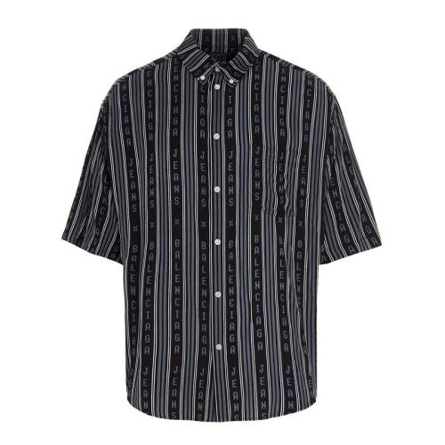 Balenciaga/巴黎世家  男裝 男士拼色時尚休閑方領(lǐng)春夏短袖襯衫 647354TKL321269