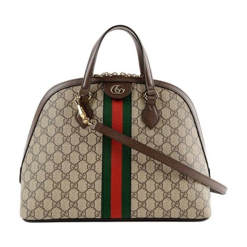 GUCCI/古馳 帆布/配皮 Ophidia系列GG中號(hào)手提包 帆布/配皮  524533 K05NB