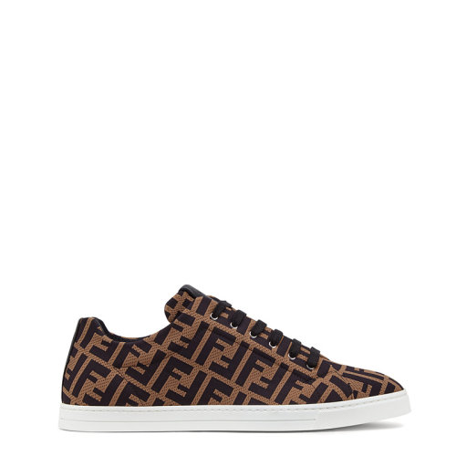 FENDI/芬迪  男士新款FF標志老花低幫鞋棕色技術(shù)面料休閑運動鞋 7E1258A7MYF0R7R