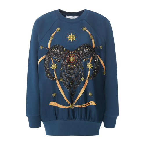 GIVENCHY/紀(jì)梵希  女裝 服飾 藍(lán)色棉質(zhì)星座圖案 女士針織衫毛衣