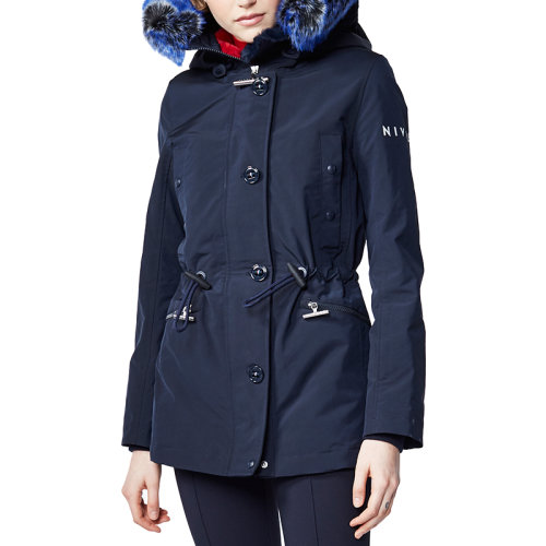 Nivose/尼渥絲 MEGEVE 法式優(yōu)雅派克大衣 防潑水面料 環(huán)保皮草內(nèi)襯 可脫卸毛領(lǐng) 修身收腰設(shè)計 中長款  女士大衣