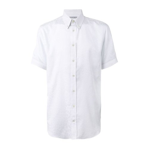 Alexander McQueen/亞歷山大麥昆 棉質(zhì)豹紋翻領(lǐng)男士短袖襯衫