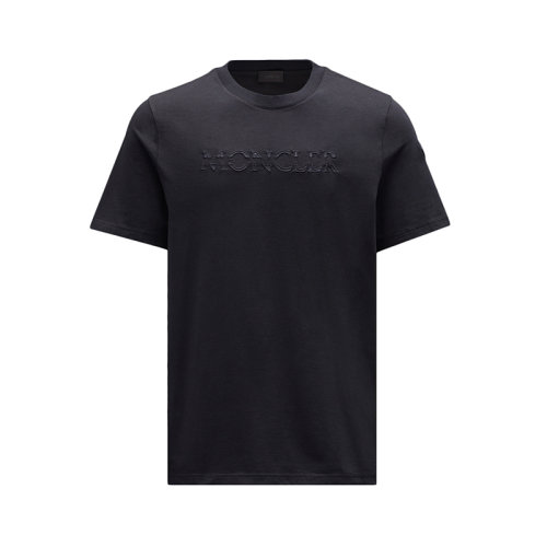 Moncler/蒙克萊 22年秋冬新款 男士黑色純棉硅膠標(biāo)志短袖T恤H20918C00008829H8999