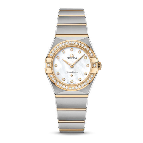 OMEGA/歐米茄 星座系列 精鋼 18K金 外圈鑲鉆 鉆石刻度 石英機(jī)芯 女士腕表 131.25.25.60.55.002