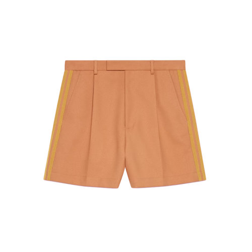 GUCCI/古馳 22年秋冬新款 adidas聯(lián)名系列 男士橙色聚酯纖維順滑粗斜紋布短褲?691437ZAJRT2190