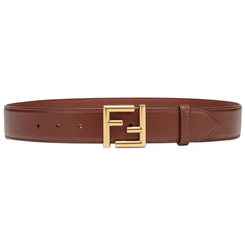 FENDI/芬迪新款 女士棕色皮革FF搭扣腰帶35毫米8C0649AAIWF1EXV