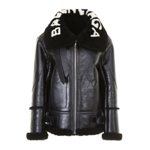 Balenciaga/巴黎世家 20春夏 女裝 服飾 20春夏 黑色拼白色經(jīng)典LOGO長袖外套保暖女士夾克