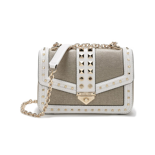 Michael Kors/邁克·科爾斯  MK女包 SOHO系列織物/配皮鉚釘裝飾手提單肩斜挎包鏈條包 30T1G1SL5K