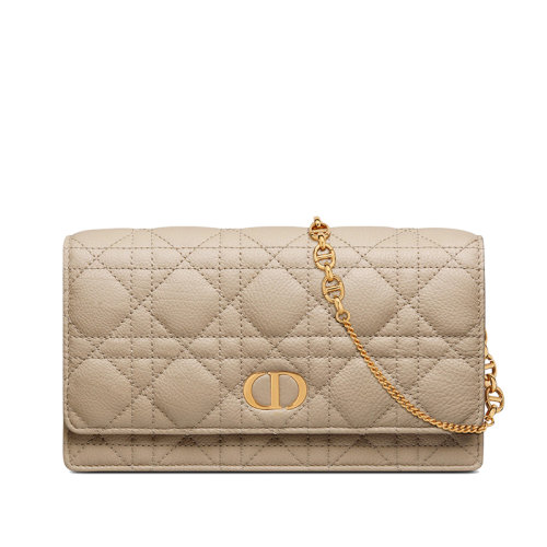 DIOR/迪奧 22新款Caro系列 女士自然色藤格紋柔軟小牛皮CD金扣配可拆卸金鏈單肩手提手拿鏈條包S5134UWHC_M116