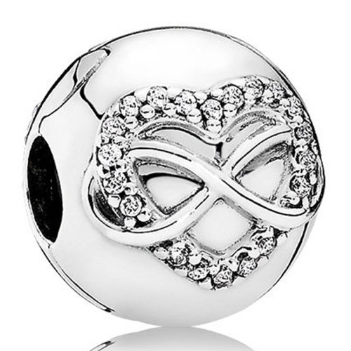 PANDORA/潘多拉 女士銀色925銀/鋯石無限的心意固定扣串飾串珠 791947CZ