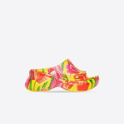  BALENCIAGA巴黎世家 22年春夏 女士 平底涼鞋 Womens Pool Crocs? Slide Sandal Tulip in Mul