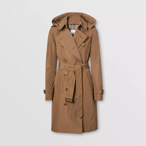  BURBERRY 22年秋冬 女士 可拆式連帽形狀記憶塔夫綢 Trench 風(fēng)衣 80335211 預(yù)定商品1-3周發(fā)貨