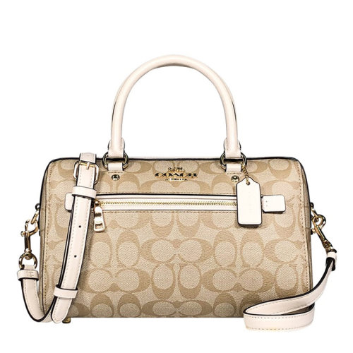 【奧萊款】COACH/蔻馳 女士拼色PVC/配皮經(jīng)典印花波士頓桶包手提包單肩包斜挎包女包 F83607多色可選