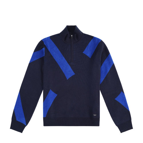 Emporio Armani 男士 藏青色 條紋設(shè)計(jì)拉鏈針織衫 6H1MTJ-1MD1Z-0920