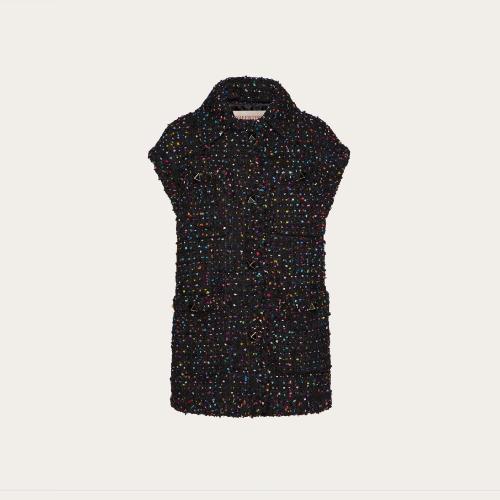  VALENTINO華倫天奴 22年秋冬 女士 背心 GILET EN TWEED a POIS XB3CF2N96VKK92