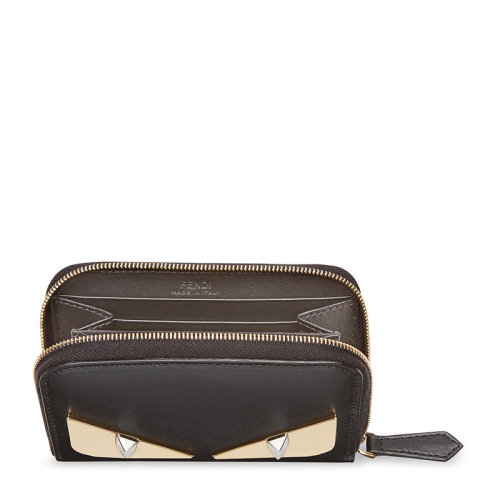 FENDI/芬迪 女士黑色小怪獸眼鏡印花長款拉鏈錢包 8M0313-3IF-F0KUR