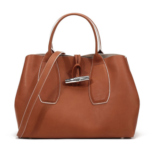 Longchamp/瓏驤 2020春夏 女士ROSEAU系列中號(hào)牛皮手提單肩包竹節(jié)包 10058 HQS