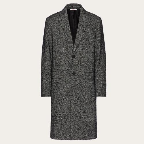  VALENTINO華倫天奴 22年秋冬 男士 大衣 MANTEAU EN TWEED DE LAINE ROCKSTUD SPIKE FACON ALL