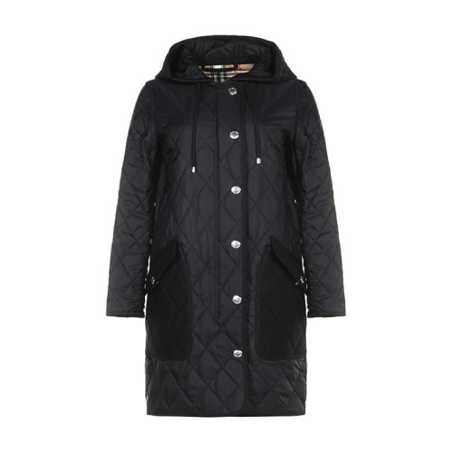 BURBERRY/博柏利 女士棉服 女款錦綸菱形絎縫連帽棉服大衣外套 80355061