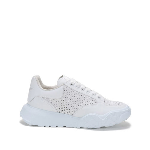 Alexander McQueen/亞歷山大麥昆 2021款 男士皮革鏤空系帶休閑運(yùn)動鞋 645887 WHZ9A小白鞋