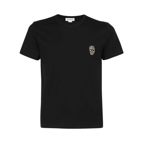  Alexander McQueen/亞歷山大麥昆 男士黑色棉質(zhì)短袖T恤 683163 QSX03 1000 PLFSX
