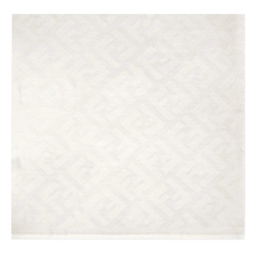 FENDI/芬迪 女士淺色織羊毛和羊絨混紡大號(hào)方形FF圖案披肩FXT069A669F0QG1