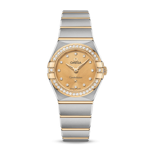 OMEGA/歐米茄 星座系列 精鋼 18K金 外圈鑲鉆 鉆石刻度 石英機芯 女士腕表 131.25.25.60.58.001