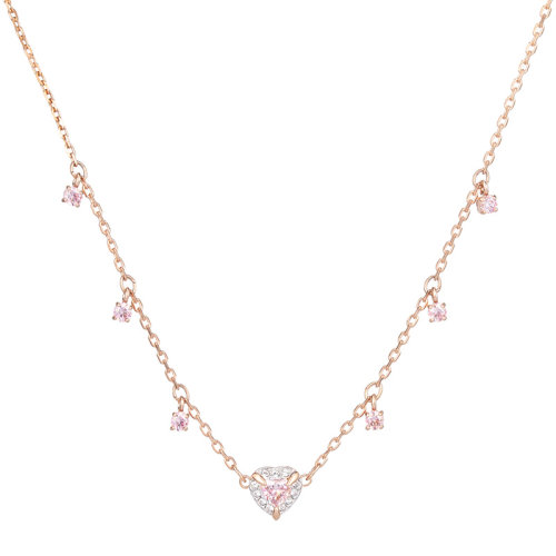 Swarovski/施華洛世奇 女士玫瑰金色仿水晶浪漫愛意優(yōu)雅別致多個愛心鎖骨鏈項鏈 5464162