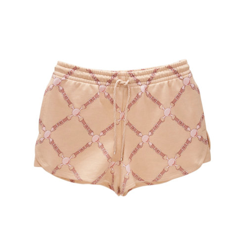 HERMES/愛(ài)馬仕 22年春夏新款 女士奶油白色純棉Grand Traalala印花抓絨短褲H2E4407DK5R36